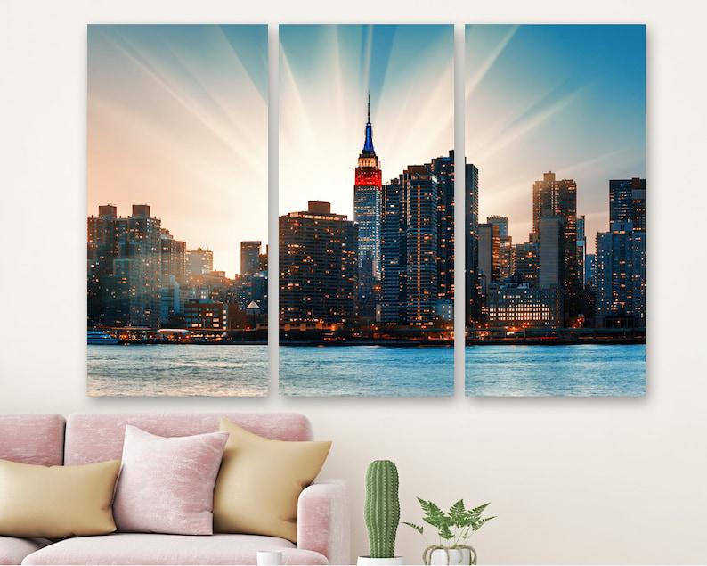 Модульная картина на холсте KIL Art Горизонт над Манхэттеном из трех частей 128x81 см (M3_L_541)