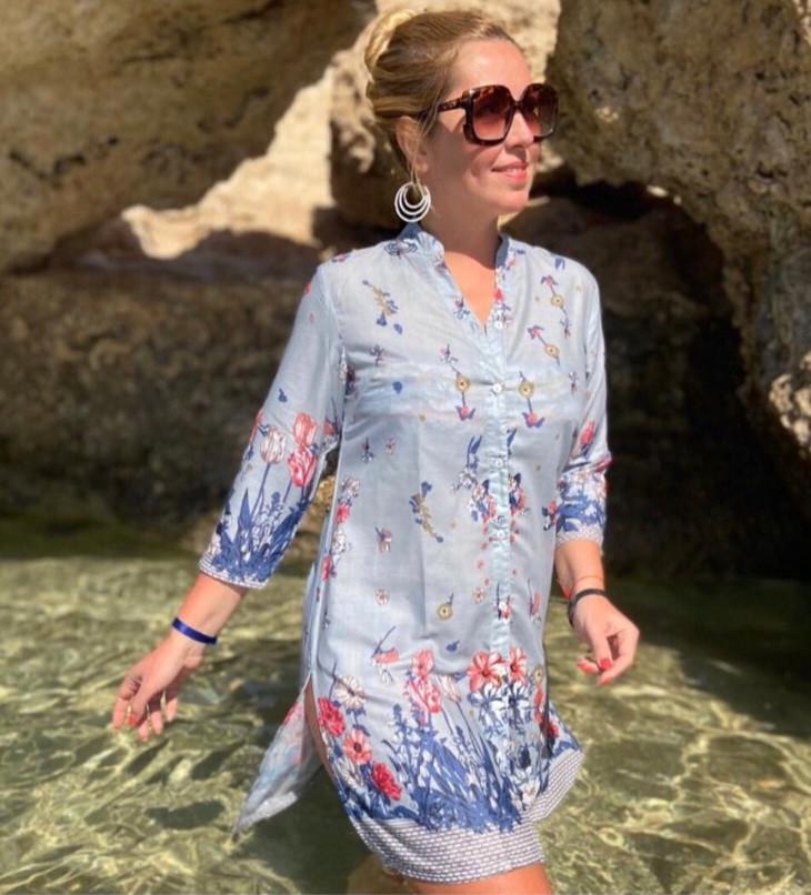 Туника-платье на пуговицах Indira 1548k XXL Голубой