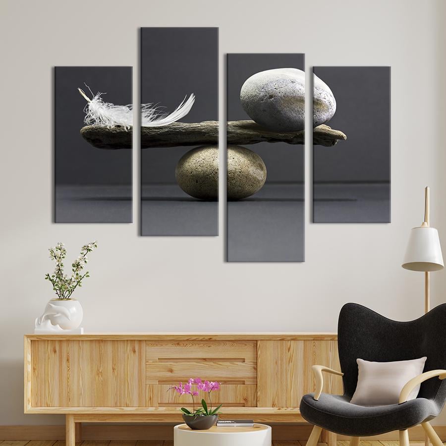 Картина модульная из 4 частей Баланс пера и камня XL 149x106 см (502-42)