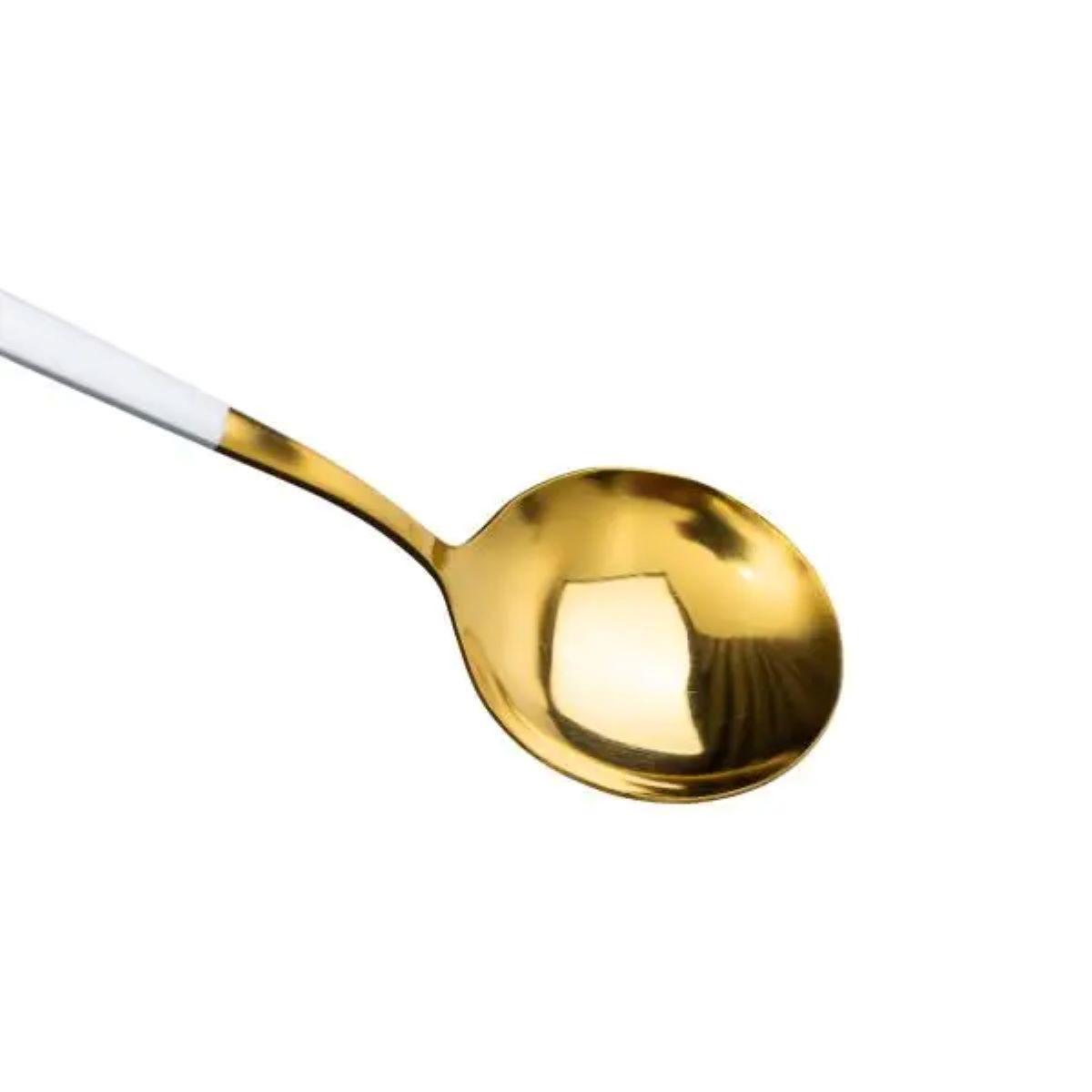 Набор столовых ложек из нержавеющей стали HP-20-8 21 см 6 шт. Белый/Золотой (A-033705) - фото 3 Набор столовых ложек из нержавеющей стали HP-20-8 21 см 6 шт. Белый/Золотой (A-033705) - фото 3