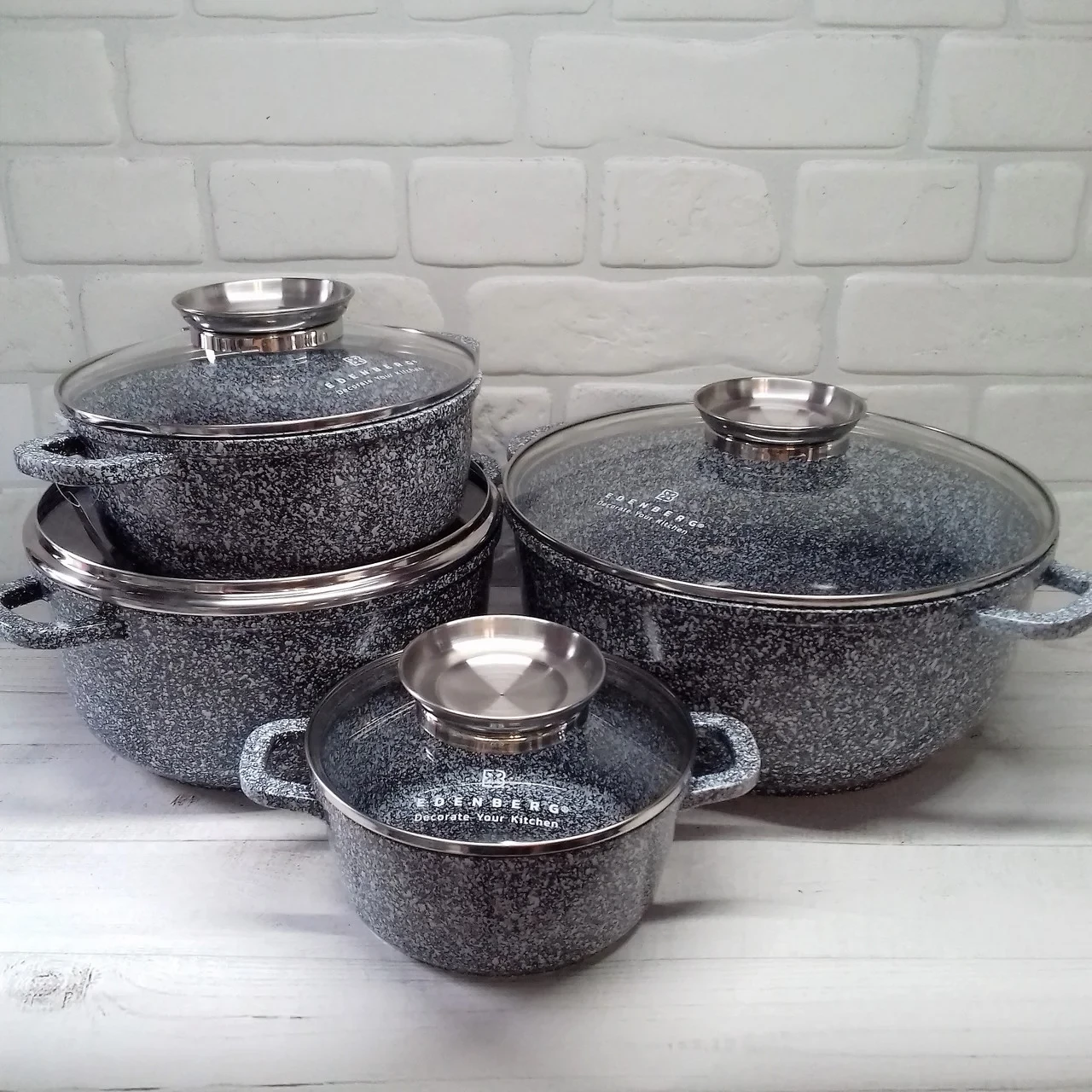 Набор кастрюль Edenberg с антипригарным гранитным покрытием 8 пр. (EB-8035)