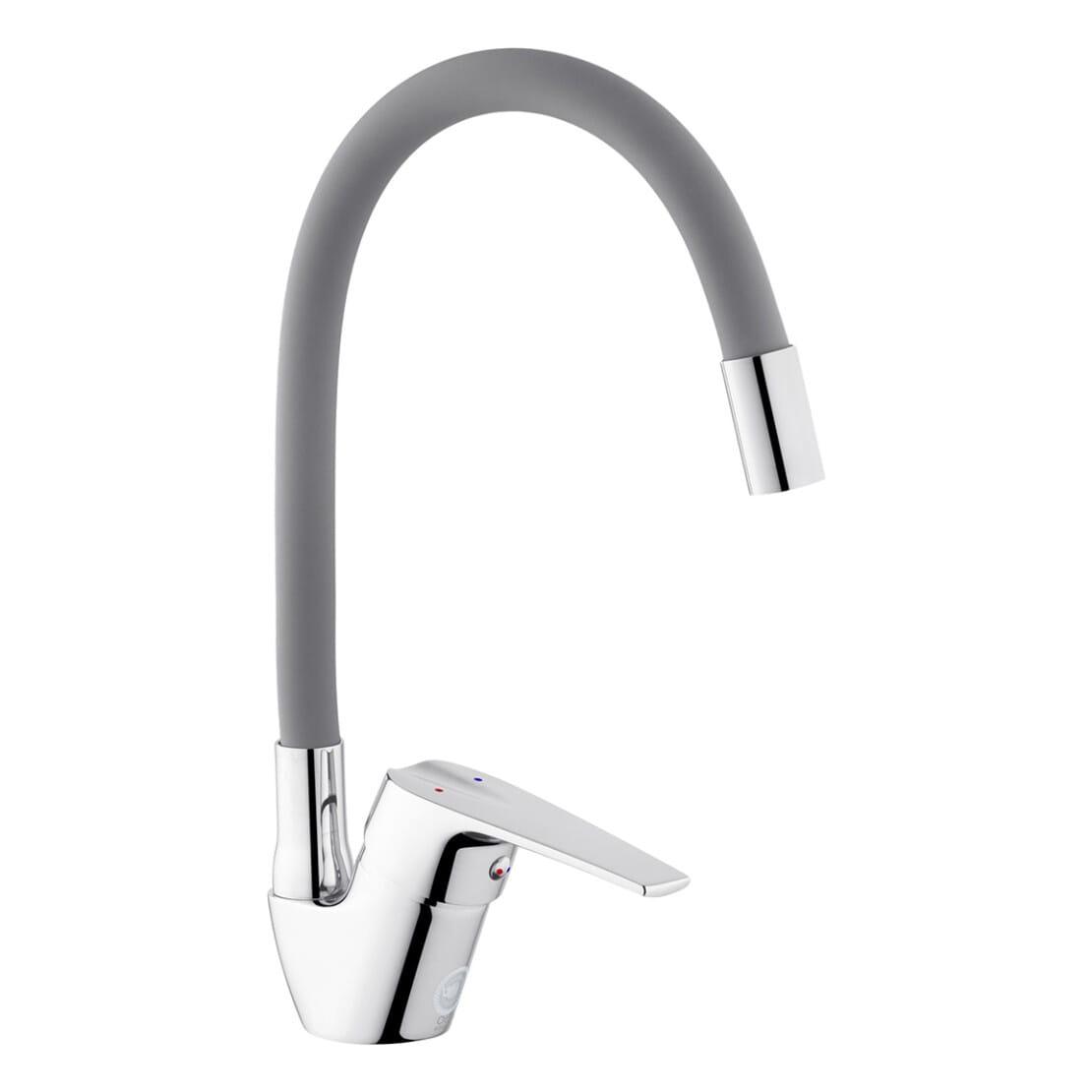 Смеситель для кухни Kroner KRM Odra C032GRA с гибким изливом Хром/Серый матовый (CV023772)