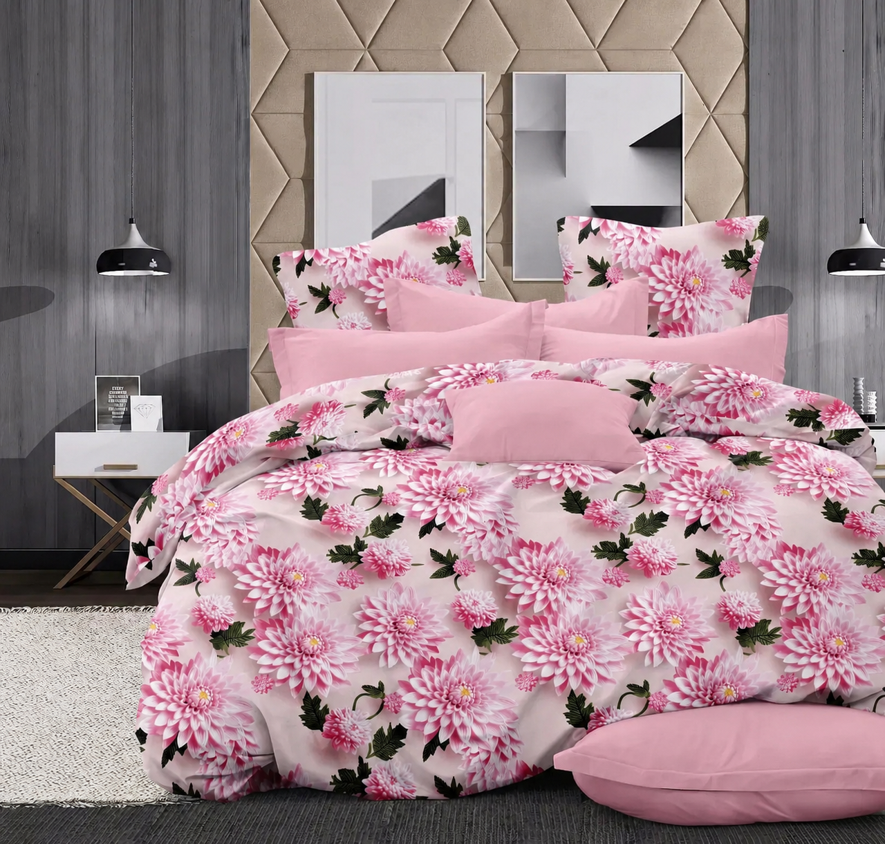 Комплект постельного белья бязь голд люкс евро Bloom Pink