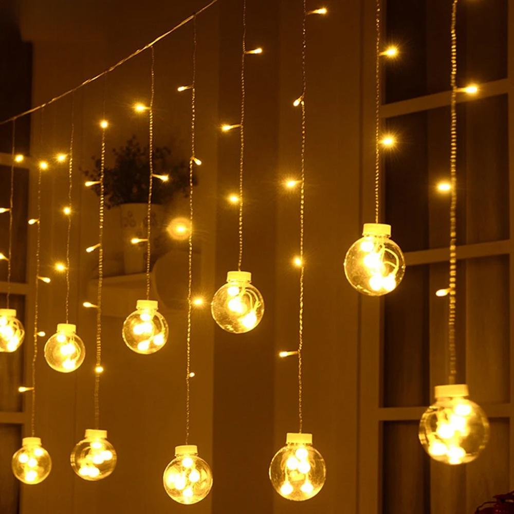 Светодиодная гирлянда бахрома Шарики в шарах 10 LED 2 5х0,8 м IP44 Теплый белый