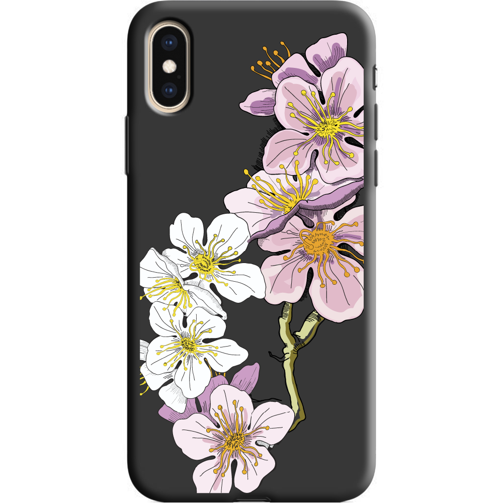 Чехол Boxface iPhone XS Cherry Blossom Черный силикон (35413-cc4-38046)