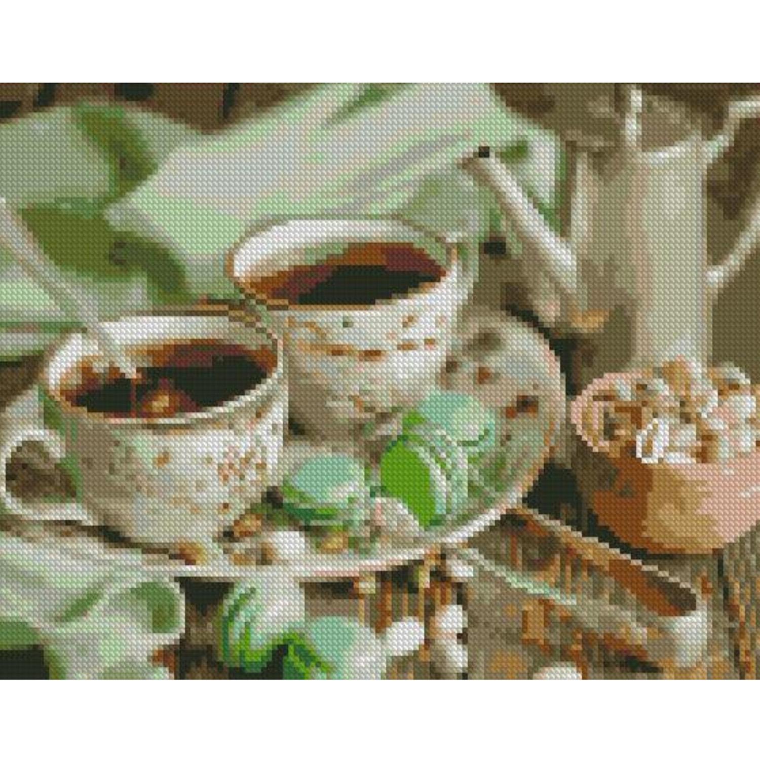 Алмазная мозаика Strateg Премиум Кофе на двоих с макарунами 30x40 см (HX429)