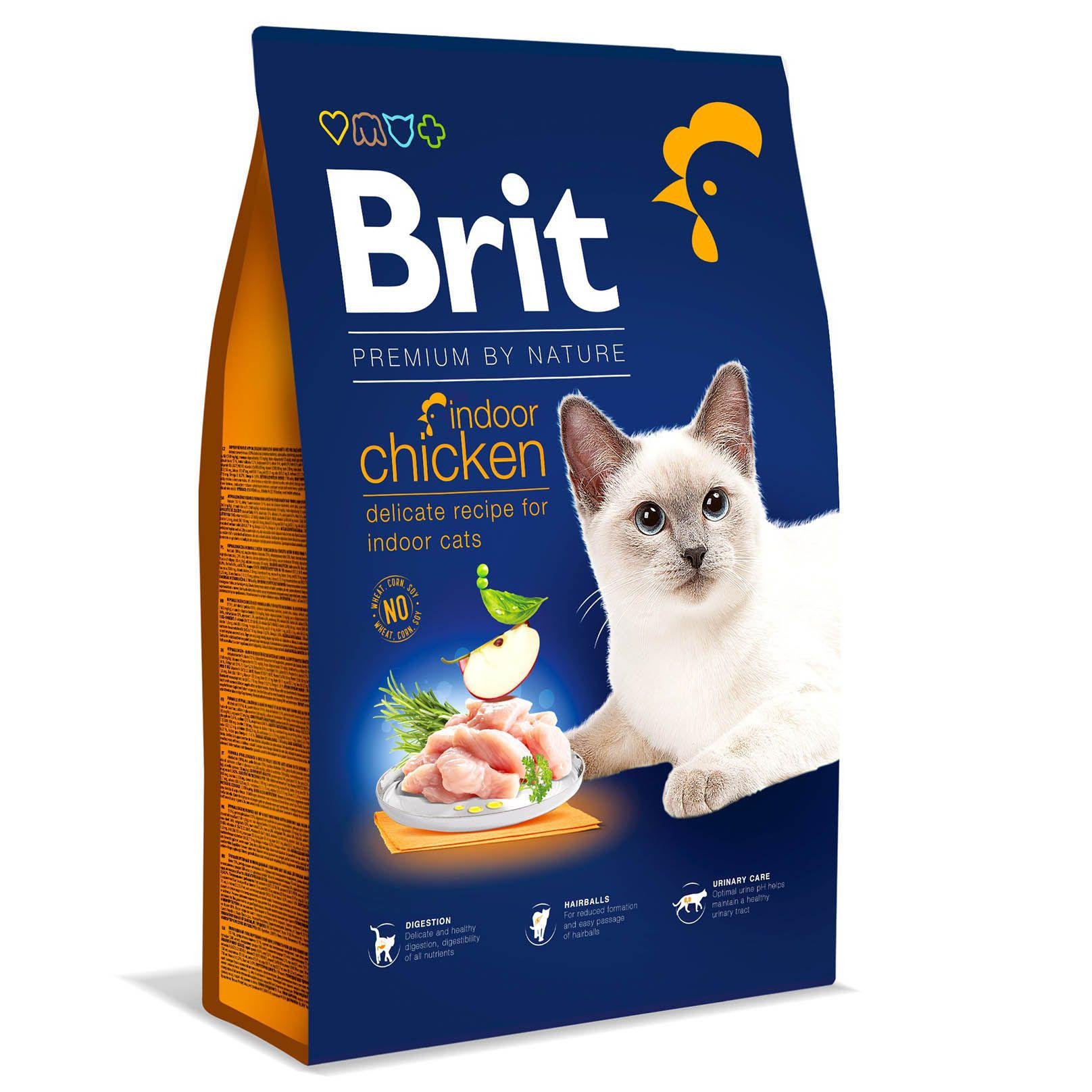 Сухой корм Brit Premium by Nature Cat Indoor для котов живущих в помещениях с курицей 8 кг