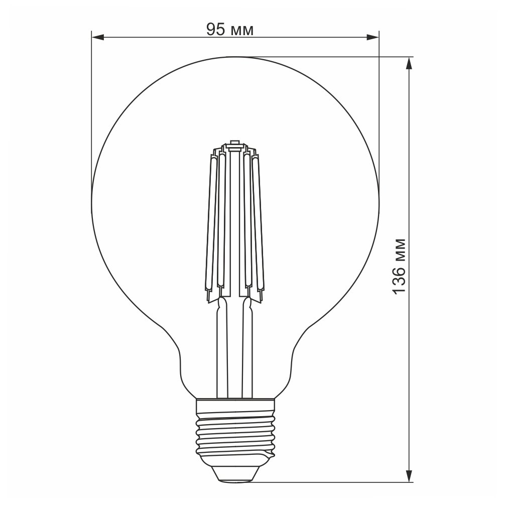 Лампа світлодіодна Videx Filament G95FAD 7 Вт E27 2200K Бронза (VL-G95FAD-07272) - фото 3