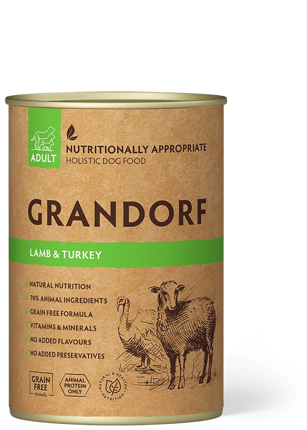 Корм влажный для взрослых собак Grandorf Dog Lamb&Turkey с ягненком и индейкой 400 г