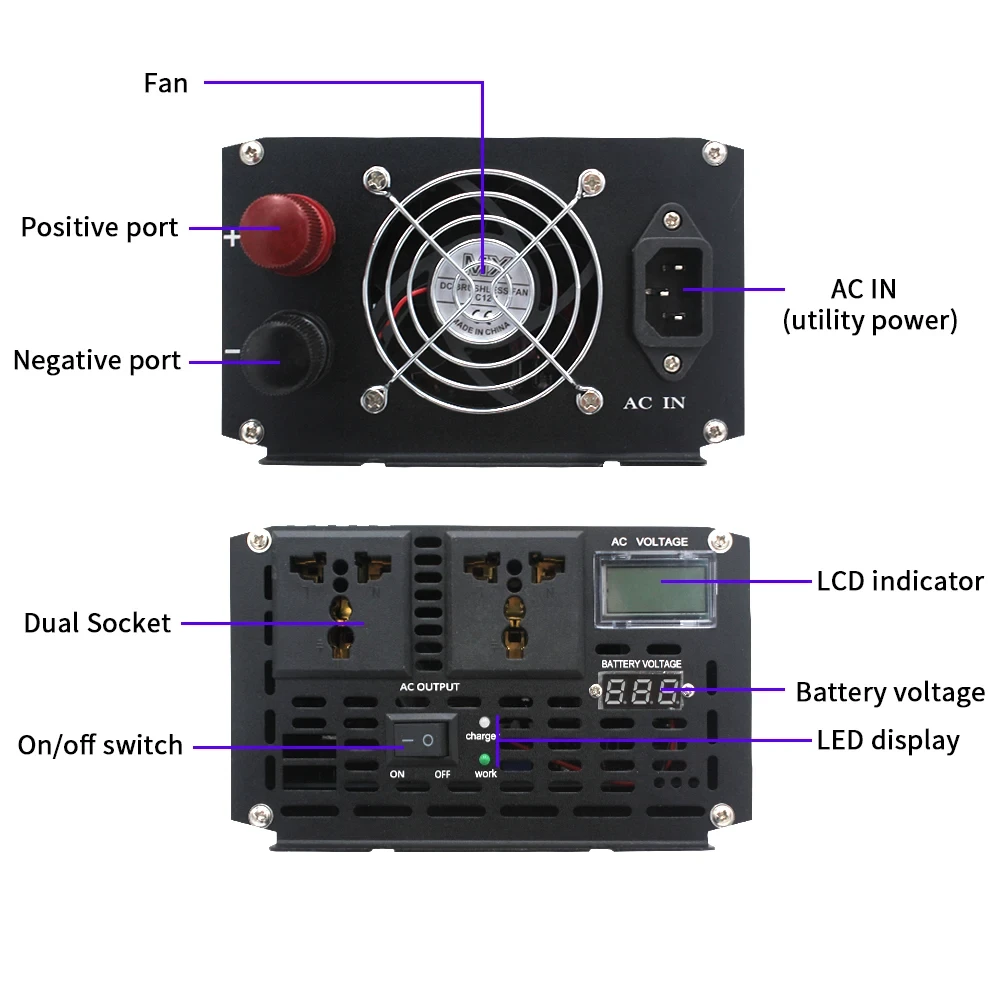 Инвертор с зарядкой ИБП 12 в 220В 4000 Вт чистая синусоида - фото 5 Инвертор с зарядкой ИБП 12 в 220В 4000 Вт чистая синусоида - фото 5