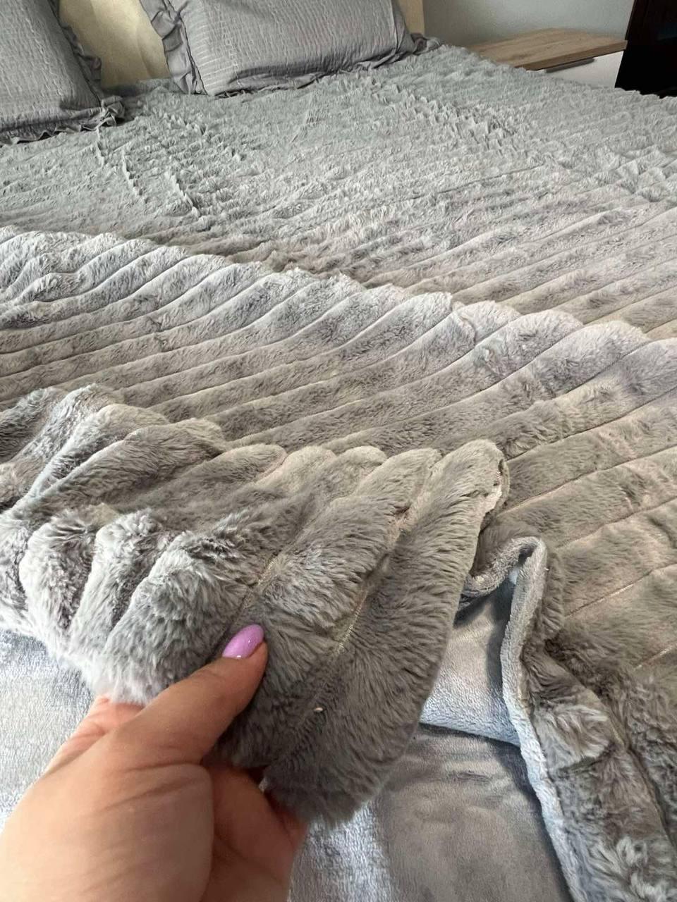 Плед-покривало шиншила євро 200х230 см Сірий (П4К-mur-shin-sharp-003) - фото 2