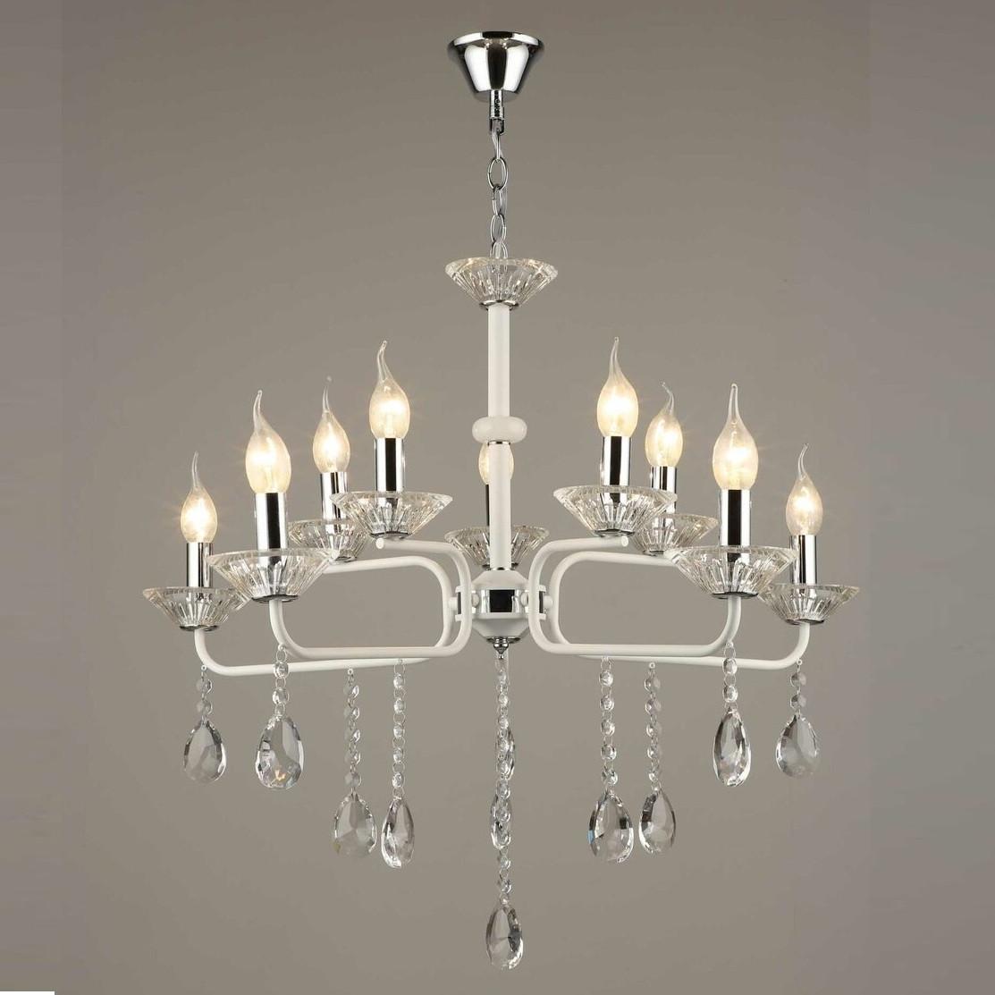 Люстра Sirius с хрустальными подвесами под десять ламп Е14 Белый (B A3810/10) Люстра Sirius с хрустальными подвесами под десять ламп Е14 Белый (B A3810/10)