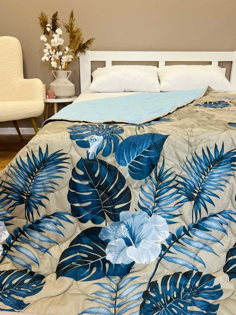 Одеяло летнее двухстороннее с рисунком євро 200x220 см Серый (27481087) - фото 4