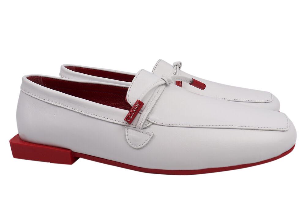 Туфли Guero женские из кожи на низком ходу р. 39 Белый (342-20/21DTC)