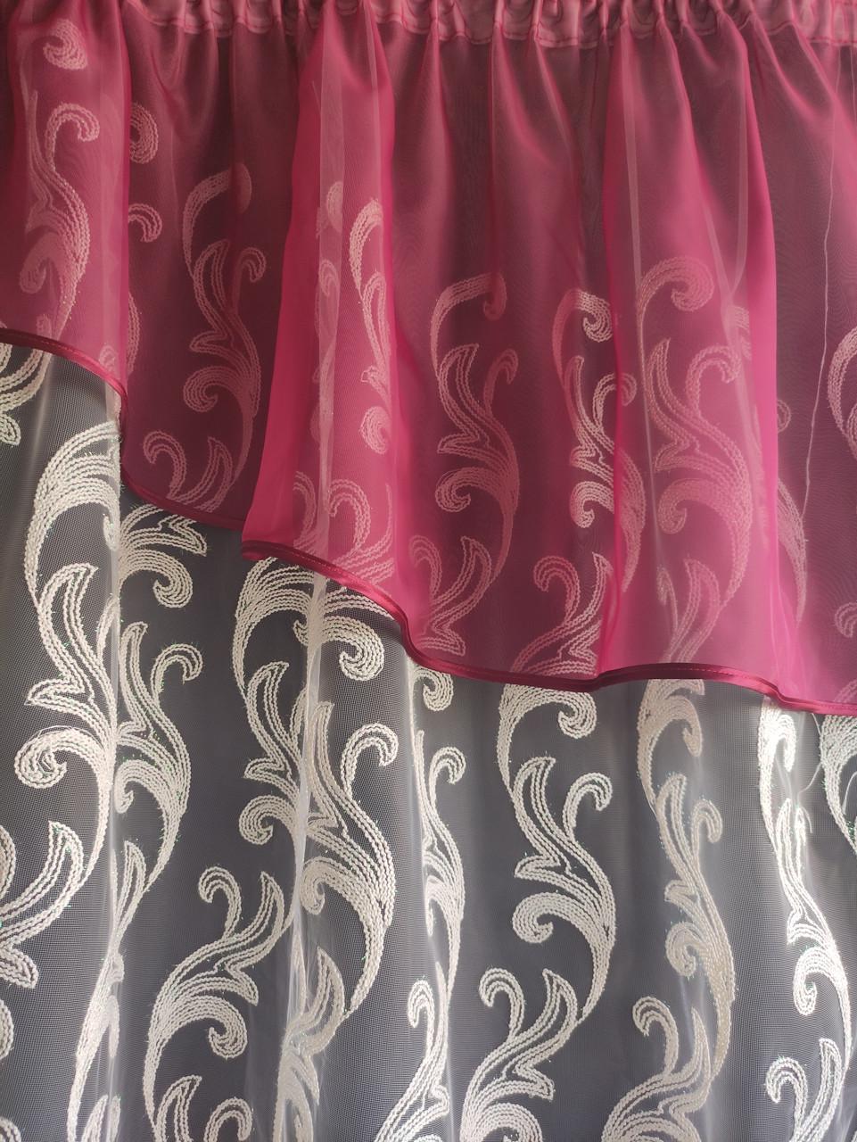 Тюль арка с ламбрекеном 300х160 см Бордовый (фа-3бордо) - фото 3 Тюль арка с ламбрекеном 300х160 см Бордовый (фа-3бордо) - фото 3