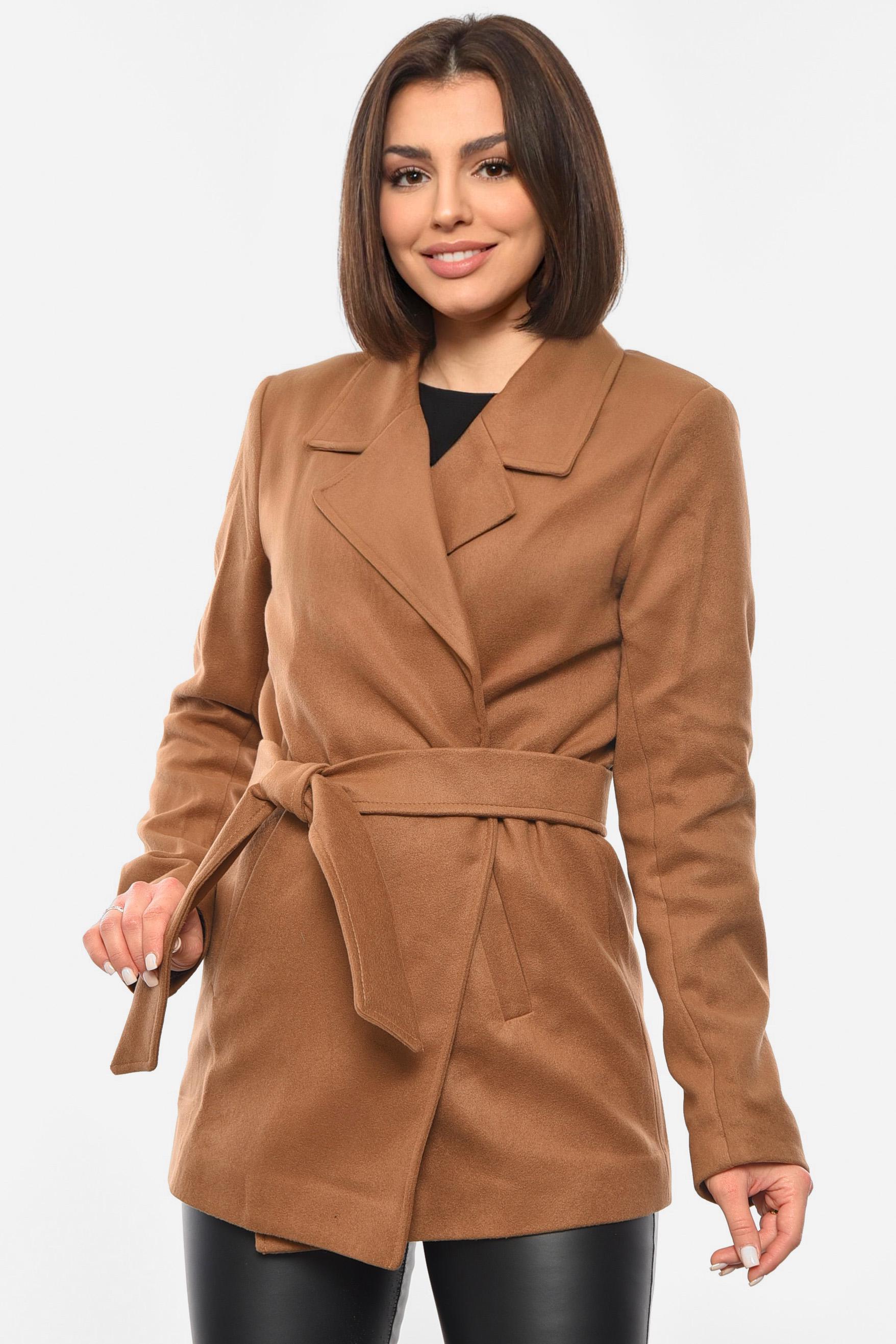 Пальто жіноче на запах L Коричневий (193361) Пальто жіноче на запах L Коричневий (193361)