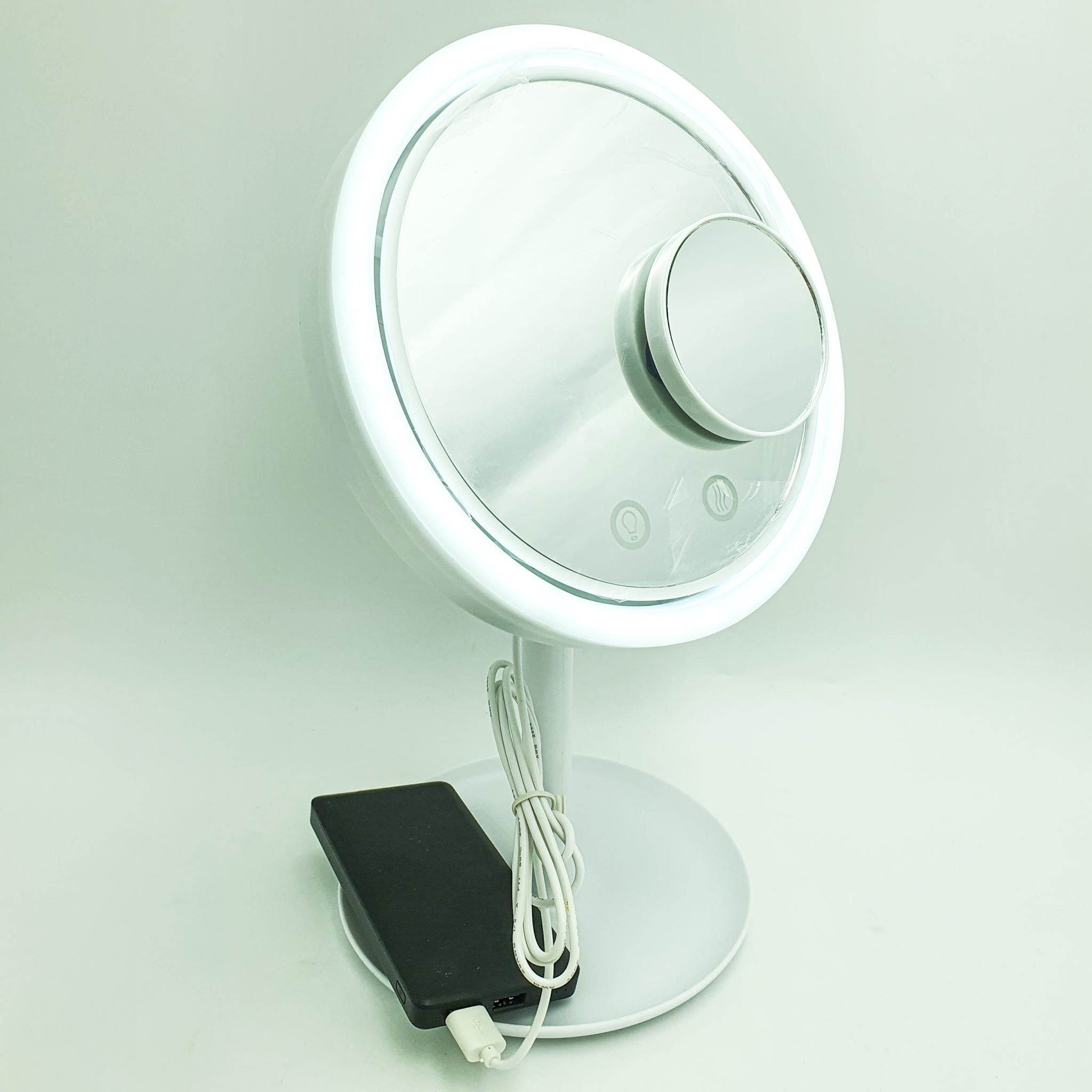 Настільний косметичне дзеркало з LED підсвічуванням і вентилятором Beauty Breeze Mirror білий - фото 4