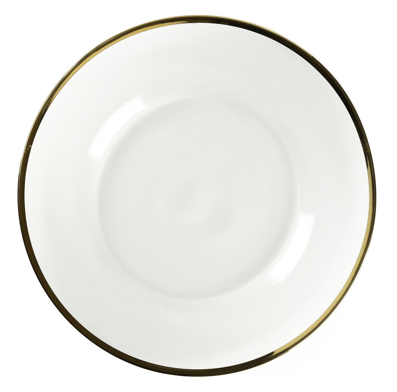 Тарелка подставная стеклянная REMY-DECOR Halo Glass Gold Ø 33 см круглая с золотым краем