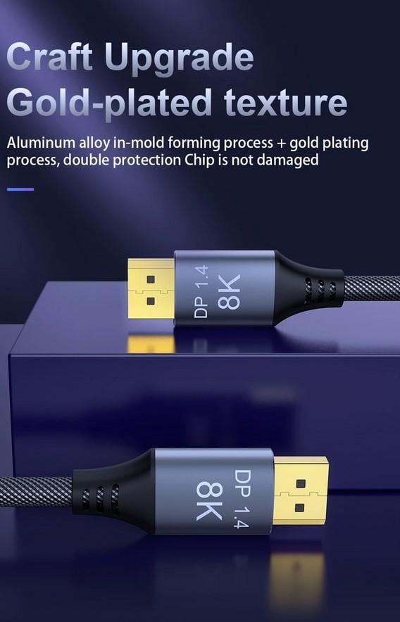 Кабель цифровий Techflex DP2DP1.4-MM-05 DisplayPort V1.4 d 6 мм 32.4 Гбіт/с 144 Гц 5 м Чорний (000048834) - фото 9 Кабель цифровий Techflex DP2DP1.4-MM-05 DisplayPort V1.4 d 6 мм 32.4 Гбіт/с 144 Гц 5 м Чорний (000048834) - фото 9