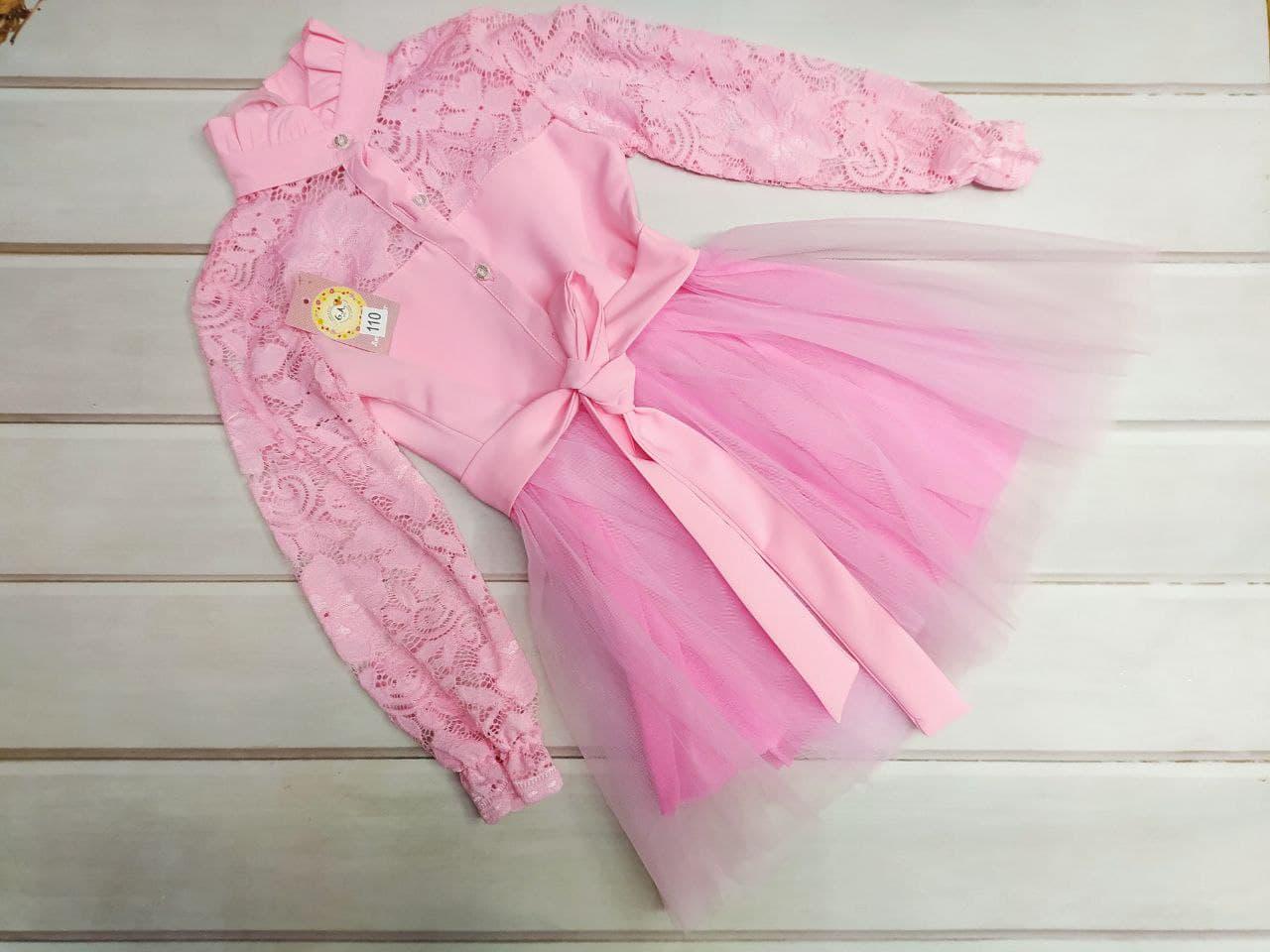 Плаття дитяче G.A. з гипюром 116 см Рожевий (013699/116)