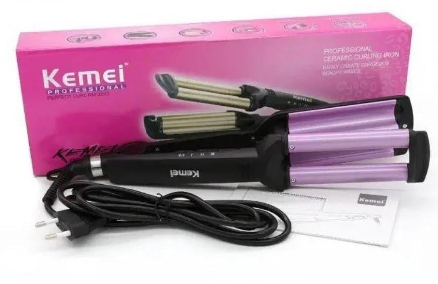 Плойка потрійна Kemei JFQ-KM-2022 керамічна 45 Вт Рожевий (2390000000) - фото 13 Плойка потрійна Kemei JFQ-KM-2022 керамічна 45 Вт Рожевий (2390000000) - фото 13