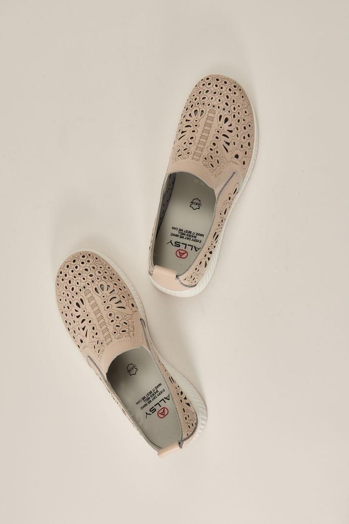 Мокасины женские ALLSY кожаные р. 37 Бежевый (195185)