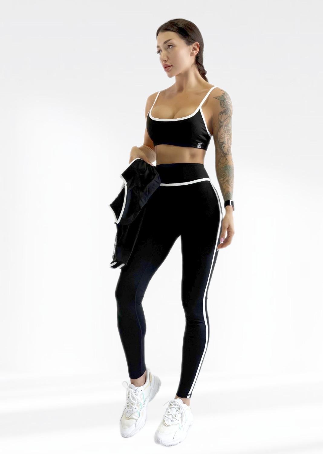 Костюм для фитнеса женский LILAFIT лосины пуш ап/топ/кофта L Черный (LFS000159) - фото 5