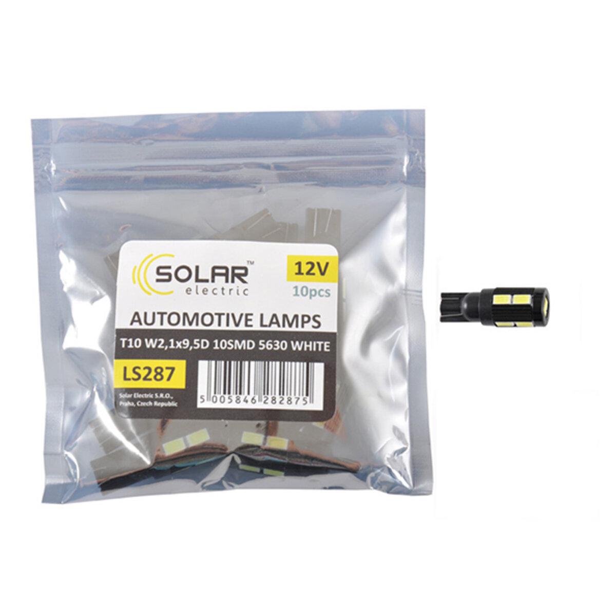 Автолампа Solar LED 12V T10 W2.1x9.5d 10SMD 5630 10 шт. White Автолампа Solar LED 12V T10 W2.1x9.5d 10SMD 5630 10 шт. White