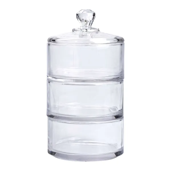 Цукерниця трирівнева з кришкою з товстого скла Прозорий (HP-YH-22) - фото 2