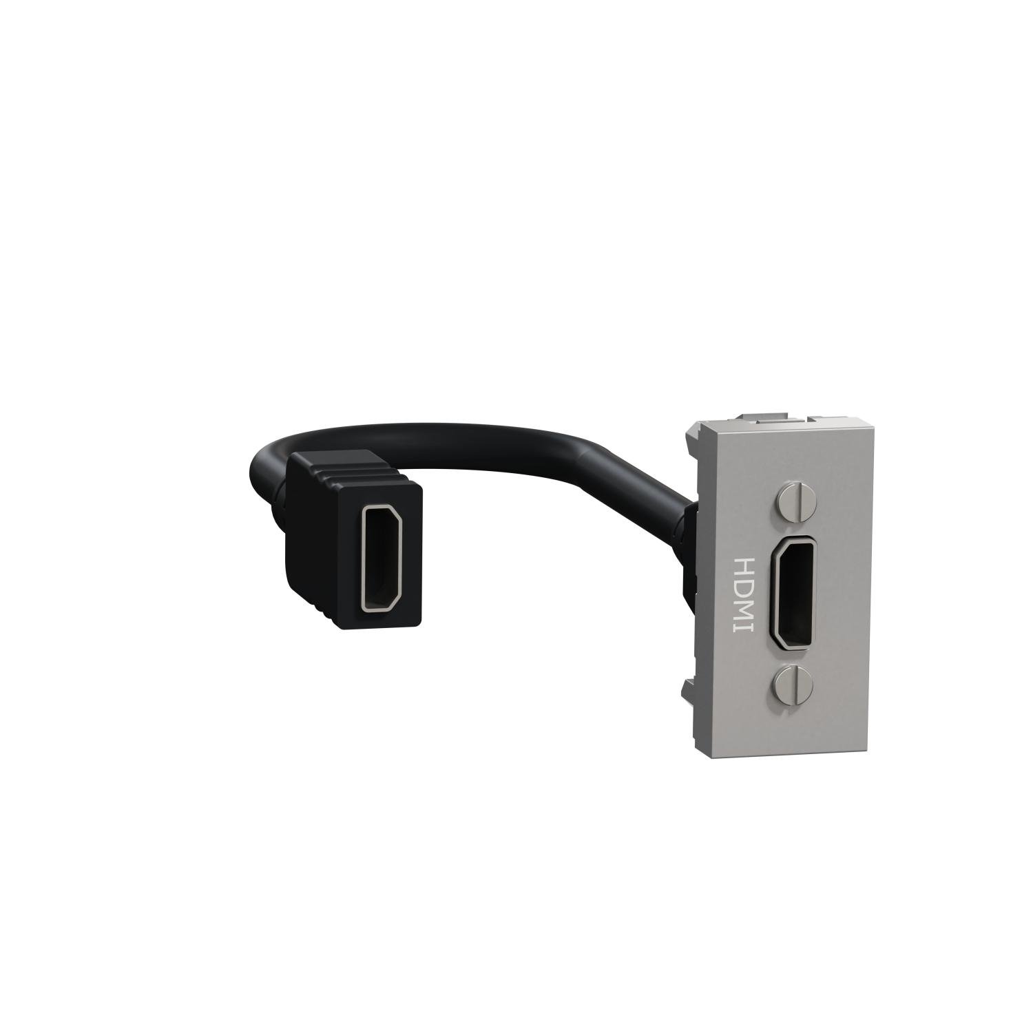 Розетка HDMI Schneider Electric Unica New 1 модуль Алюминий (NU343030) Розетка HDMI Schneider Electric Unica New 1 модуль Алюминий (NU343030)