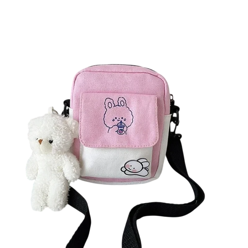 Сумка-барсетка для девочки со значком и игрушкой Розовый (А284) Сумка-барсетка для девочки со значком и игрушкой Розовый (А284)