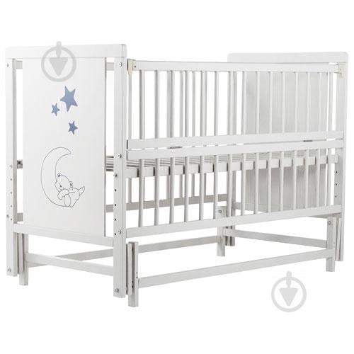Ліжко дитяче Дубик-М Ведмедик на шарнірах з підшипником + відкидна боковина біле