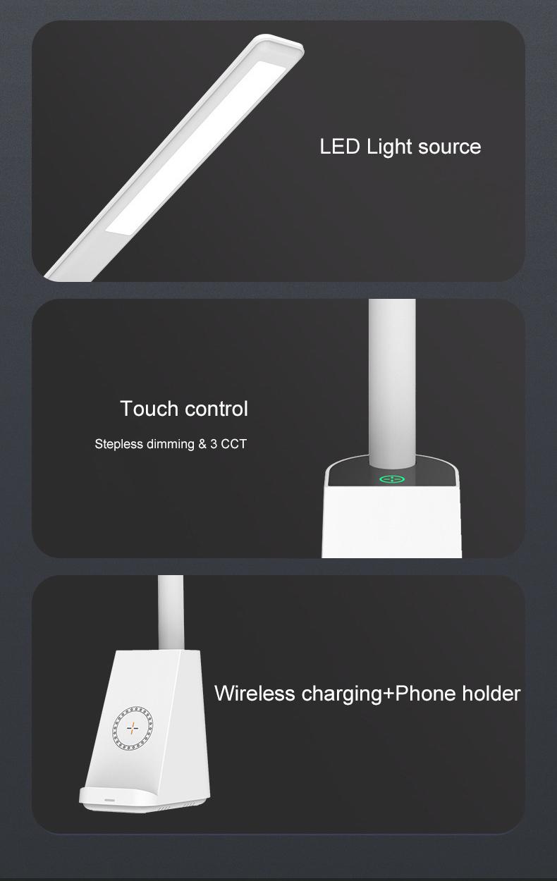 Лампа светодиодная настольная WK72-SL с аккумулятором и беспроводной зарядкой Белый (lb83) - фото 12