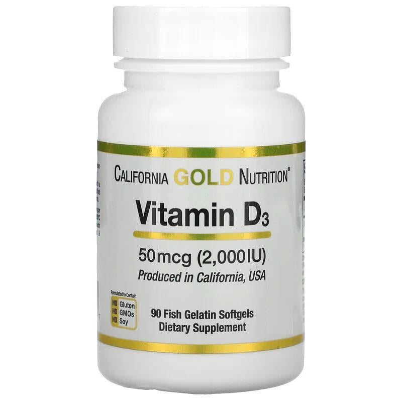 Вітамін Д3 California Gold Nutrition Vitamin D3 2000 МО для здоров'я кісток зубів імунітету 90 капс. (1161341757)