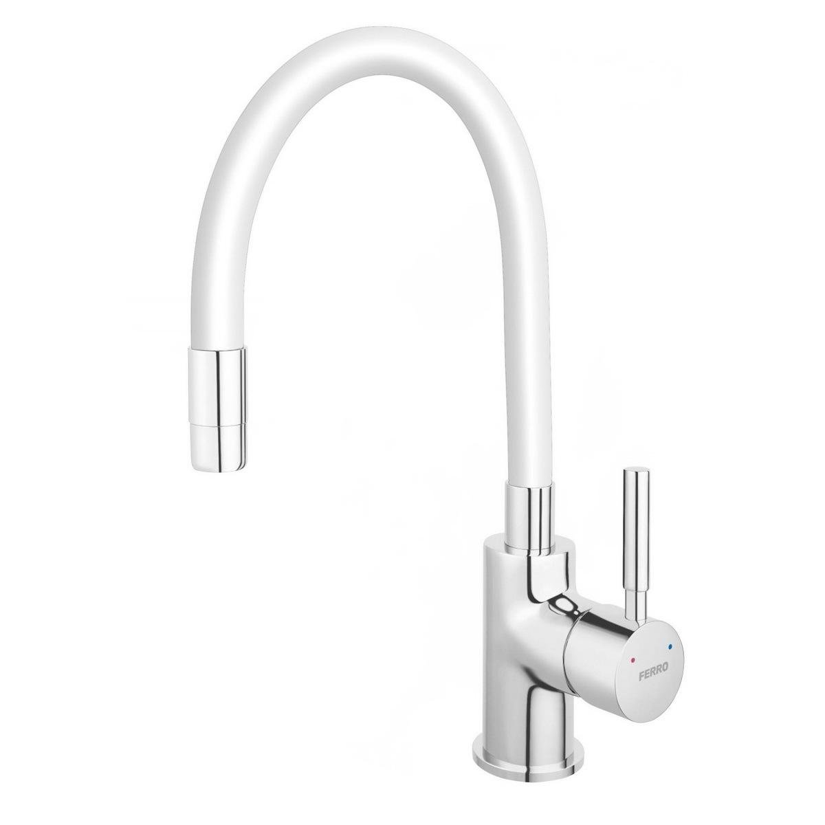 Смеситель для кухни Ferro Zumba BZA4W с гибким изливом Белый (174835)
