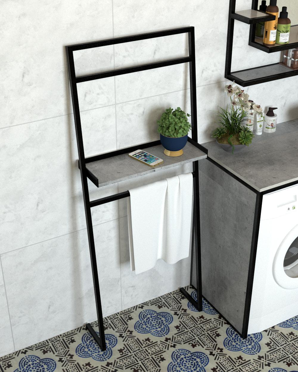 Полиця-вішак для рушників EcoLoft Савона DSP-1341-10 в стилі лофт ДСП Бетон (31288081)