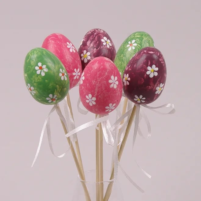 Декорация пасхальная на пике Flora Писанка микс 6 шт. (44008)