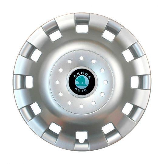 Ковпаки автомобільні SKS 414 R16 з логотипом Skoda 4 шт. Сріблястий