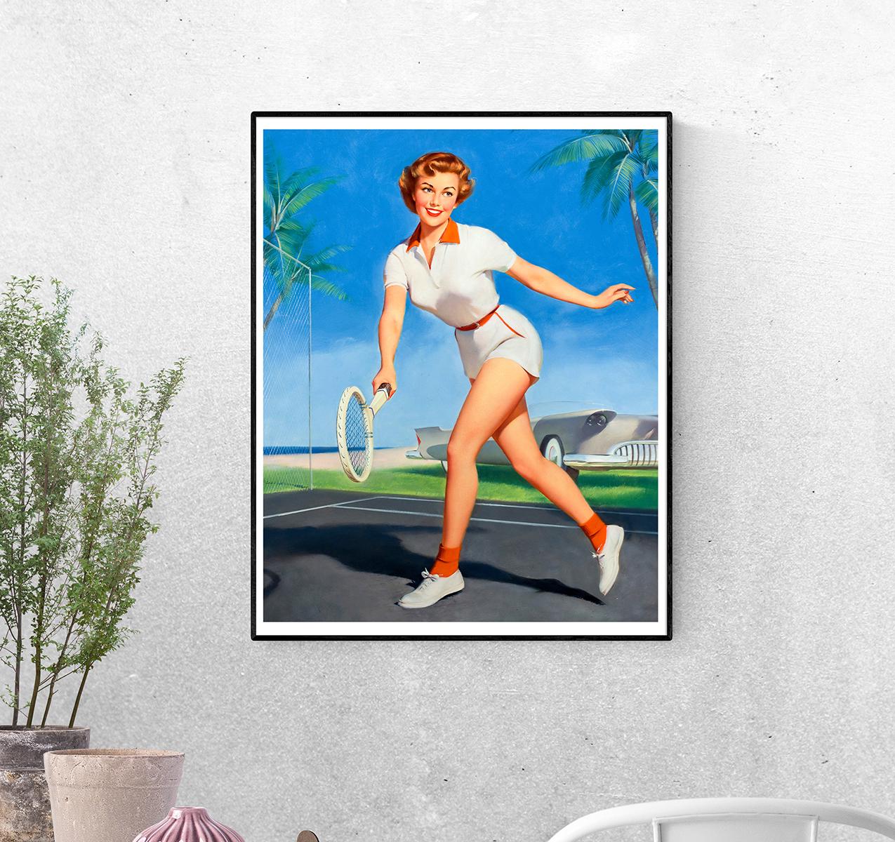 Постер На теннисном корте. Билл Мэдкалф формат А-2 (pin_up2135006_Poster)