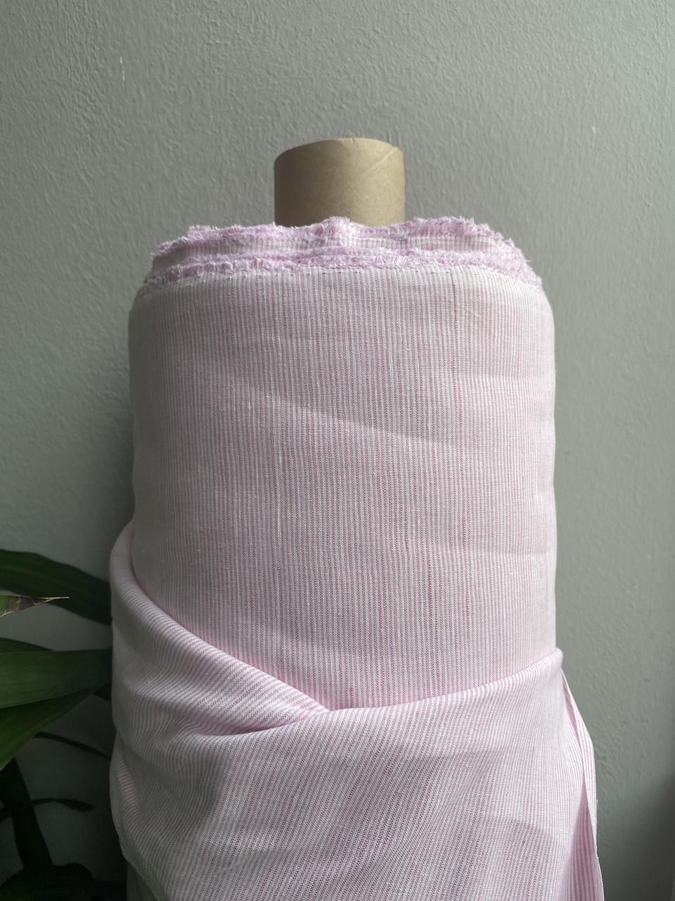 Тканина LINEN PLUS лляна 220 см 1/4 Рожевий - фото 1