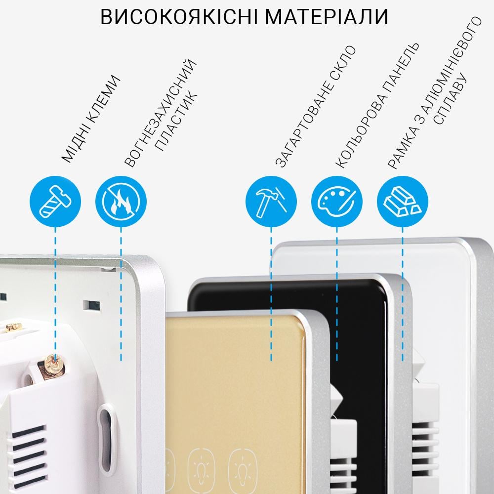 Выключатель Zigbee сенсорный Tuya smart 3 клавиши Черный - фото 3 Выключатель Zigbee сенсорный Tuya smart 3 клавиши Черный - фото 3