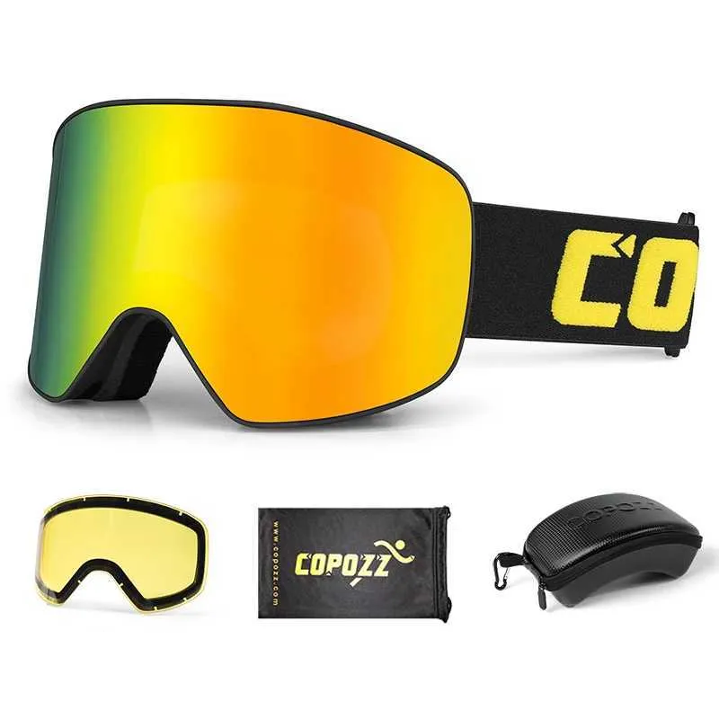 Маска горнолыжная Copozz GOG-2919 Anti-Fog Ski Unisex магнитная защита от ультрафиолета Gold (60609)