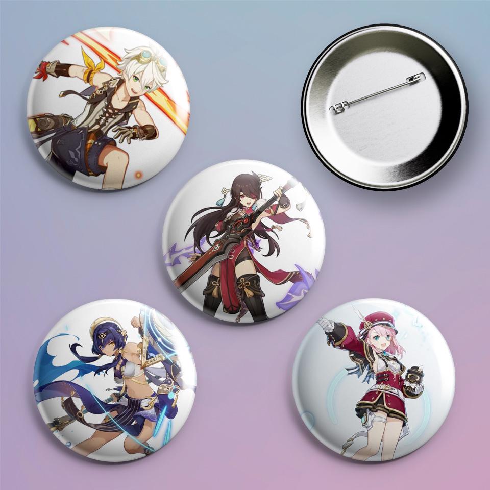 Значки на рюкзак з принтом гри Genshin Impact "29 4 шт.