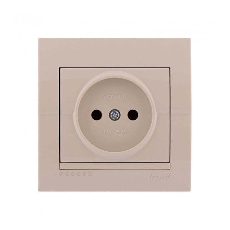 Розетка одинарная без заземления Lezard Deriy Кремовый (00000012281)