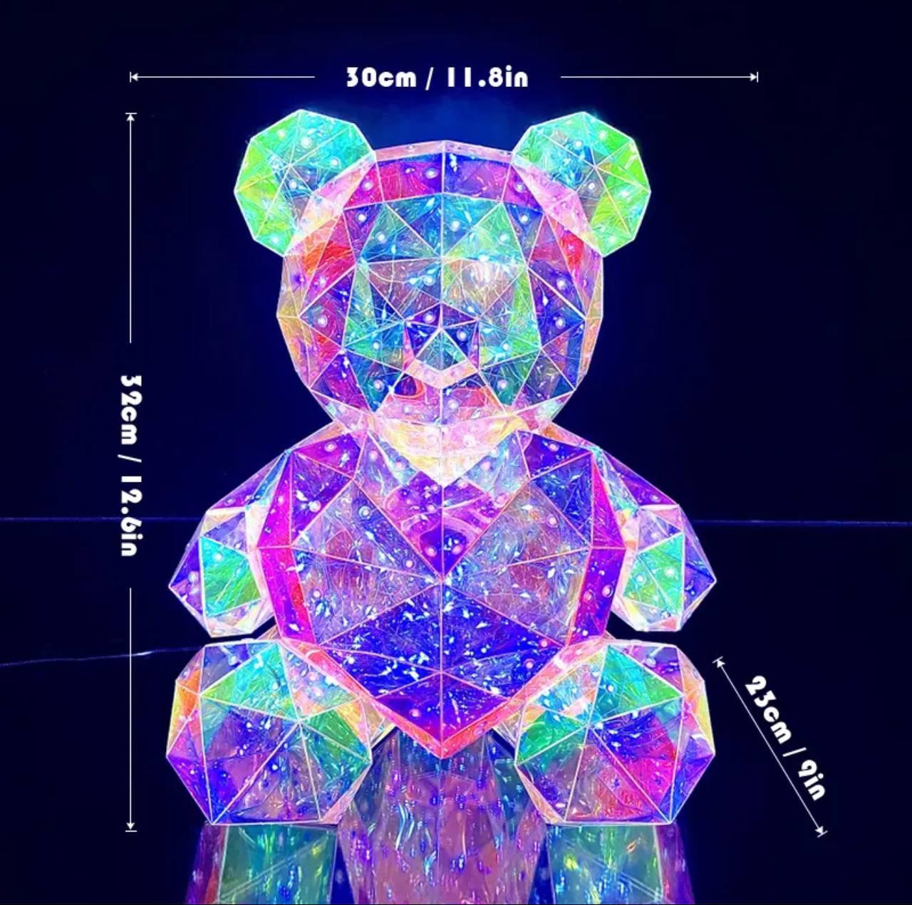 Мишка Love Bear голографический 3D с LED подсветкой с розовым сердцем 32 см - фото 3