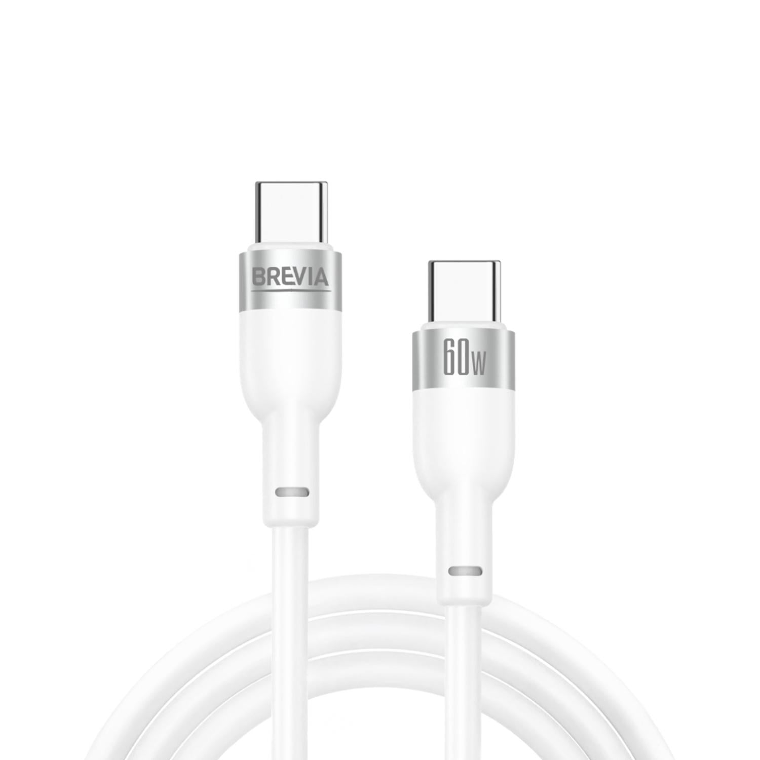 Кабель Brevia Type-C to Type-C 60W ZIP 1,2 м Белый (52120WCCZ1)