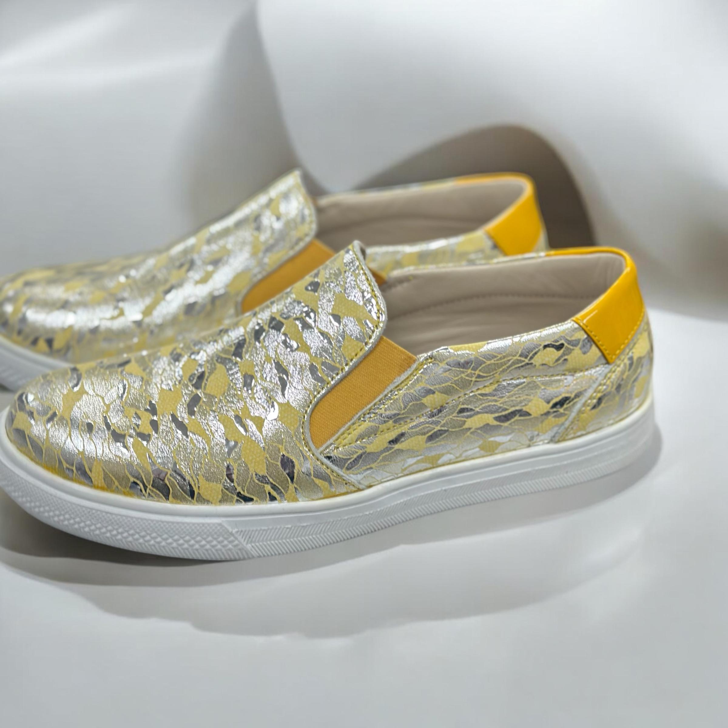 Слипоны детские Theo Leo с супинатором кожаные р. 34 Желтый/Серебристый/Белый (25989081) - фото 6 Слипоны детские Theo Leo с супинатором кожаные р. 34 Желтый/Серебристый/Белый (25989081) - фото 6