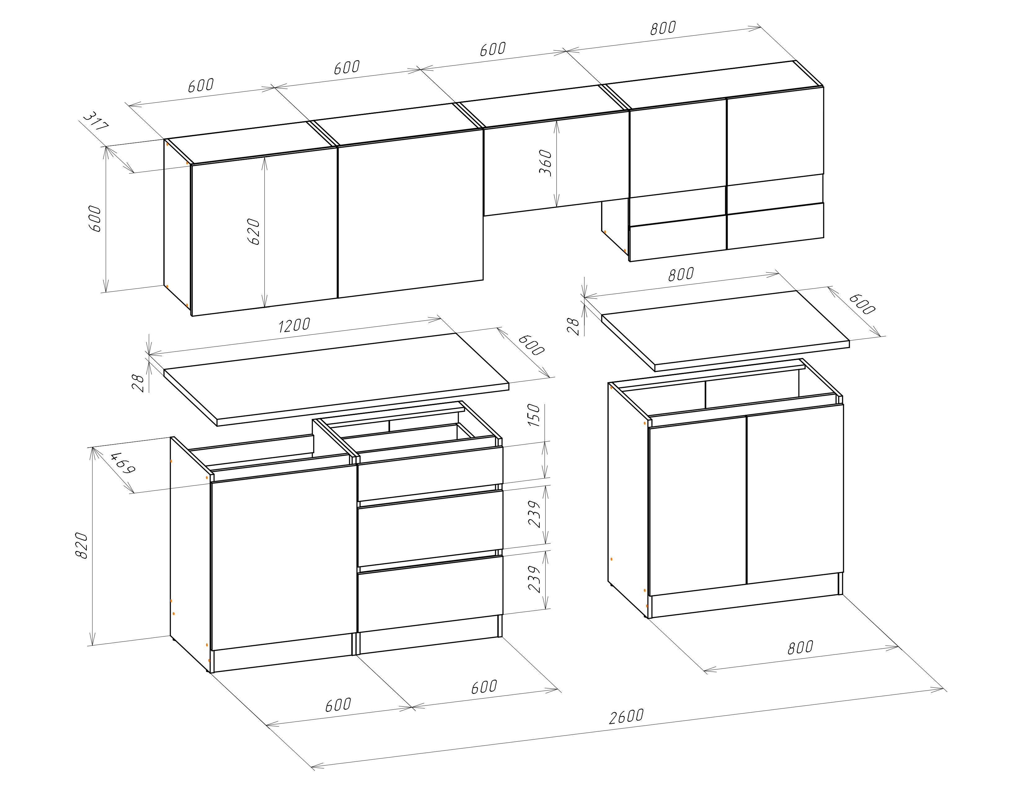 Кухня Win Мебель Пенелопа со столешницей 2,6 м Дуб Артизан/Нимфея Альба (27731357) - фото 3