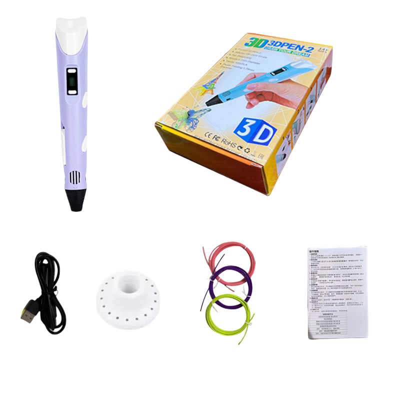 3D-ручка с LCD дисплеем и PLA и ABS пластиком 1,75 мм Фиолетовый (29663)