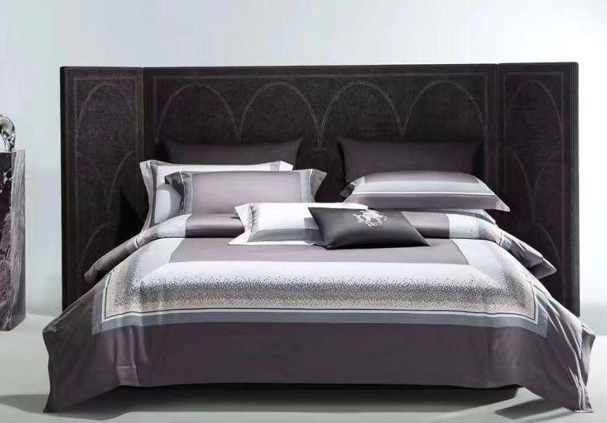 ᐉ Комплект постельного белья Hermes двуспальный евро шелк Серый ...